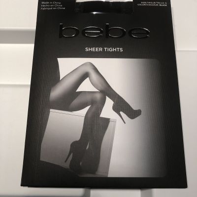 New BEBE Size Small Sheer Pantyhose Sealed Package Nylon/Spandex Sheer Black